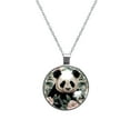 thumbnail image 1 of Panda Glass Design Circular Pendant Necklace - Women's Fashion Jewelry, 1 of 5