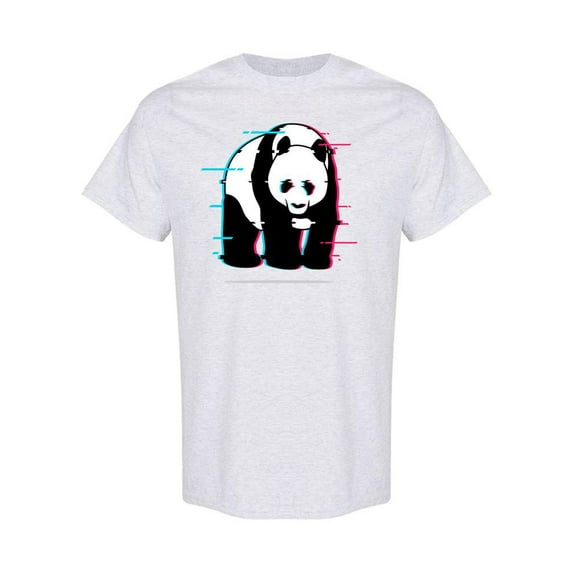 Panda Glitch Effect T-Shirt Men -Image by Shutterstock, Male Large