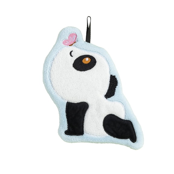 Panda Hand Towel - Hanging Absorbent Kitchen Bathroom Towel, Cute Coral Fleece Drying Towel for Home College Dorm, Quick Dry (Black) kitchen towel