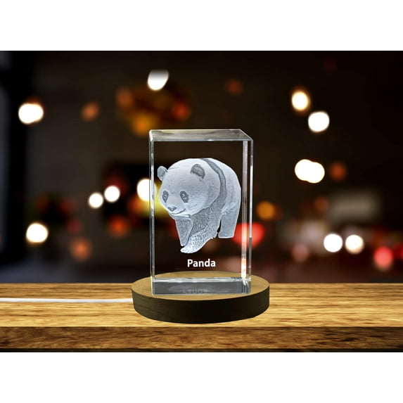 Panda Harmony | 3D Engraved Crystal Keepsake