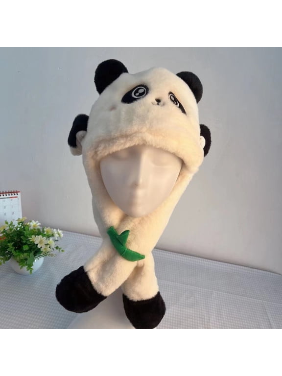 Panda Hat with Moving Ears,Super Soft Warm Plush Hat with Ear Flaps, Birthday Gifts for Kids Adults,One Size Pandas Children's Keep Warm Winter Ear Protection Plush Hat