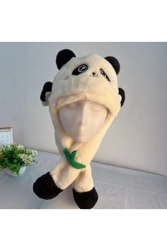 Panda Hat with Moving Ears,Super Soft Warm Plush Hat with Ear Flaps, Birthday Gifts for Kids Adults,One Size Pandas Children's Keep Warm Winter Ear Protection Plush Hat