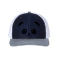 thumbnail image 1 of Panda Hat, Panda Face, Panda Apparel, Trucker Hat, Snapback, Safari Hat, Panda Bear, 10 Different Colors!, Panda Lover, Bears, Black Text, Navy/White/Heather, 1 of 1