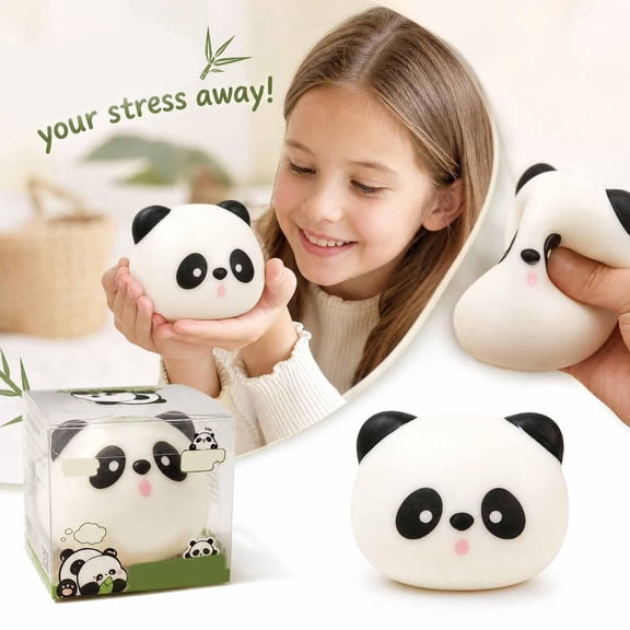 Panda Head Squishy Relaxation Toy with Soft Squeeze Sensory Design, 1-Pack, Black and White, for Adults, Squeeze Toy