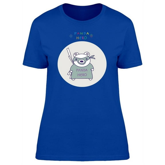 Panda Hero Cute Cartoon T-Shirt Women -Image by Shutterstock, Female Large