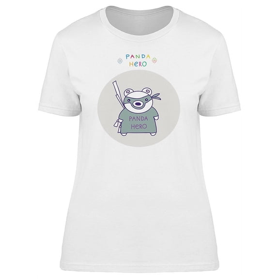 Panda Hero Cute Cartoon T-Shirt Women -Image by Shutterstock, Female Medium