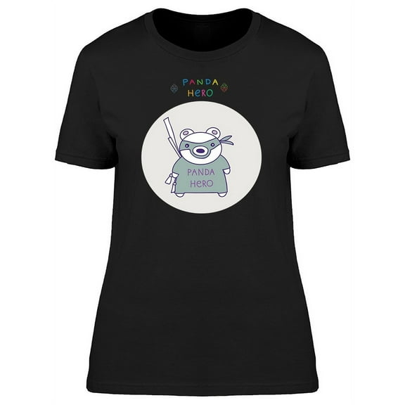 Panda Hero Cute Cartoon T-Shirt Women -Image by Shutterstock, Female x-Large
