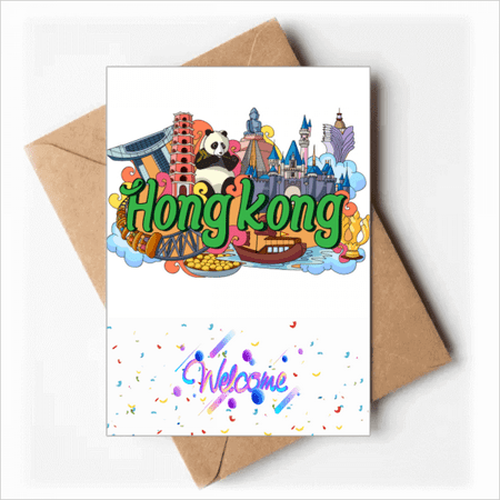 Panda Hong Kong Graffiti Art Deco Welcome Back Greeting Cards Envelopes Blank