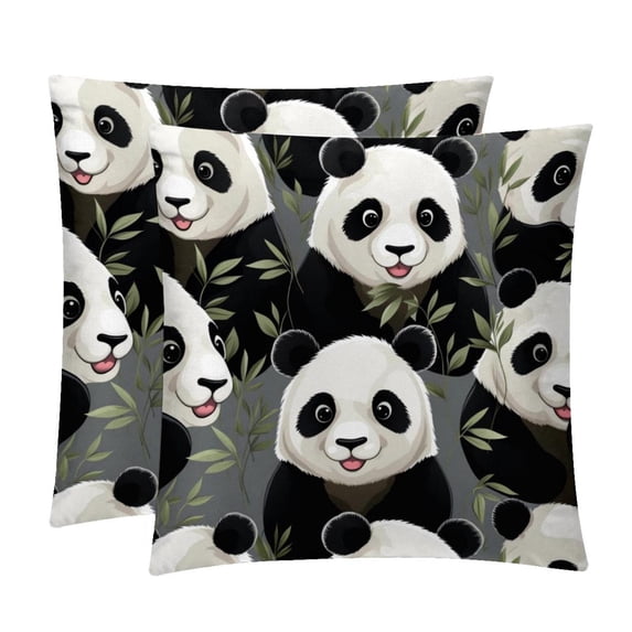 Panda Inserts with Chair Pillow Covers - Set of 2, Unique Patterns, Various Sizes 16x16, 18x18, 20x20 Inches for Home Decor and Special Occasions