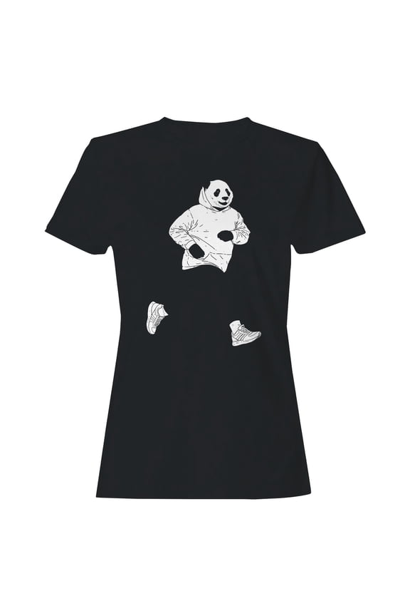 Panda Jogger in Sneakers Women's T-shirt Black