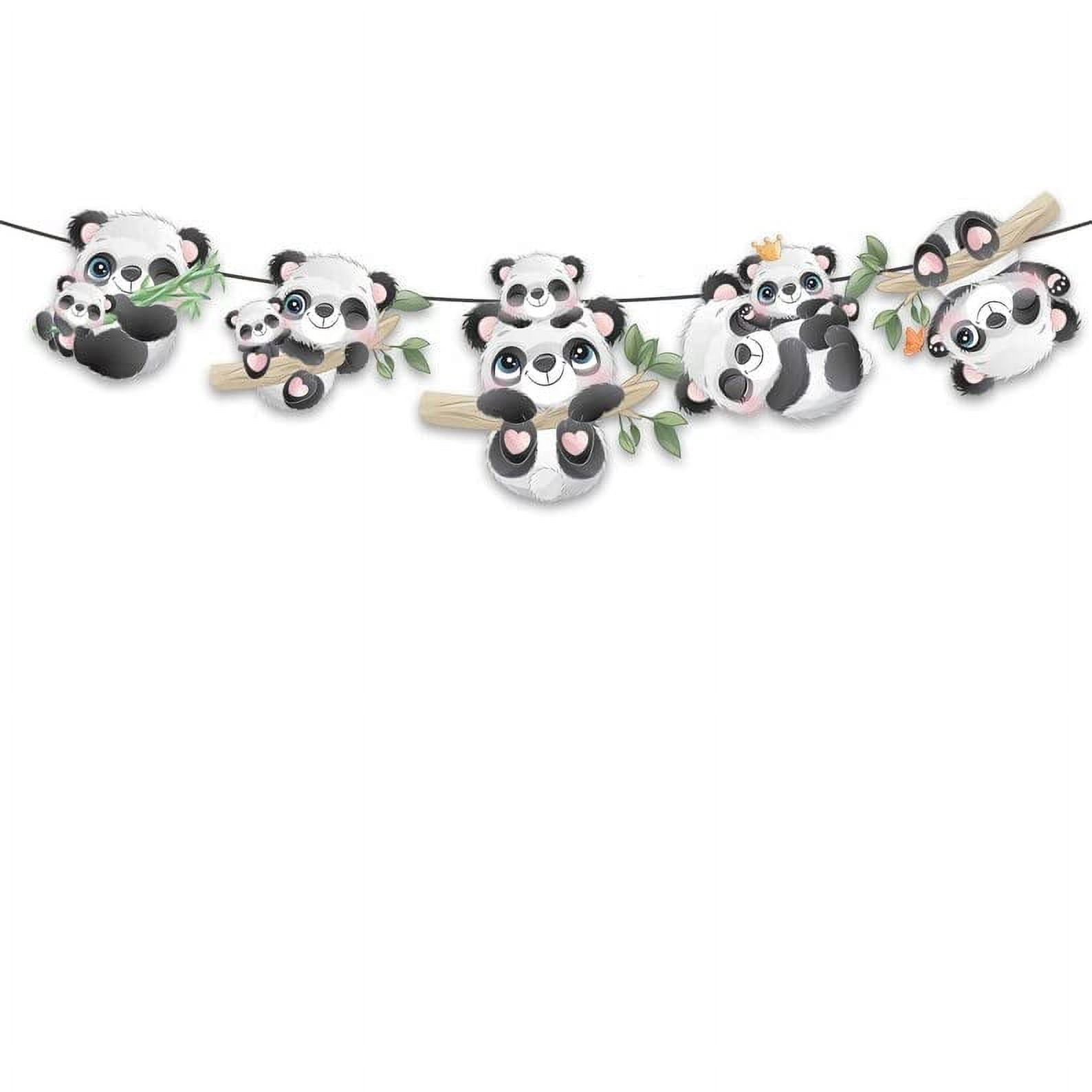 Panda Jungle Animals Birthday Banner Cute Zoo Animals Party Supplies ...