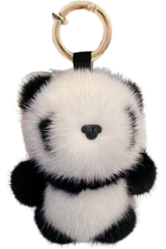 Panda Keychain Cute Furry Animal Pendant Bag Charm Backpack Accessory Car Key Ring Gift 11cm