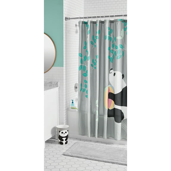 Panda Kids Bathroom and Bedroom Trash Can, 1.6 gal, Plastic, Gray, Your Zone