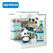 Panda Kitchen Building Sets with Dust Cover, DIY Building Model Kits for Adults & Teens Home Decor