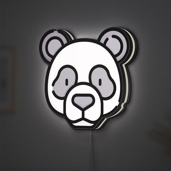 Panda LED Lightbox - Zoo Bear Wildlife Mammal Decor, Custom Led Sign for Home Office Shop Decor (Height 8 inch, 20cm)