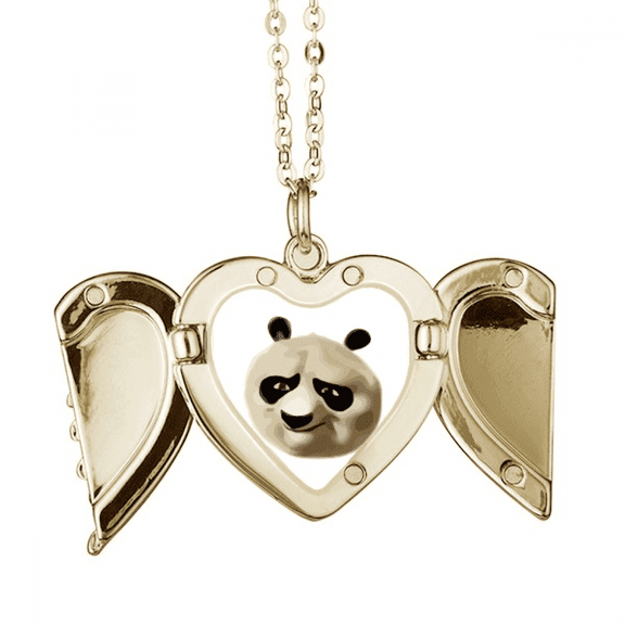 Panda Large Cat China Animal Lovely Folded Wings Peach Heart Pendant Necklace
