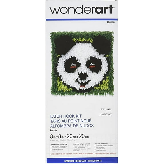 Panda -Latch Hook Kit 8"X8"