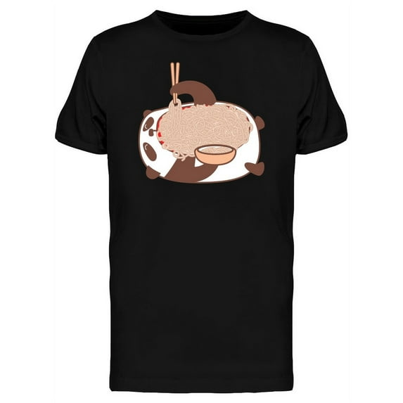 Panda Laying Down Eating Noodles T-Shirt Men -Image by Shutterstock, Male 4X-Large