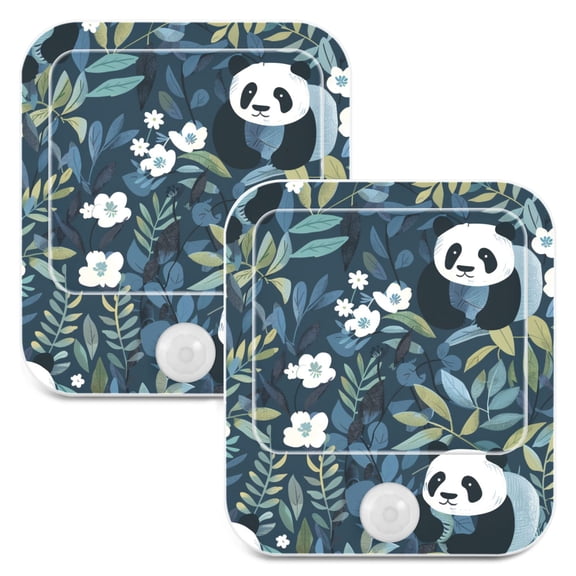 Panda Leaves Bear Night Lights Plug into Wall LED with Auto Light Sensor Warm Light for Kids Hallway Bedroom Living Room Kitchen Bathroom Set of 2