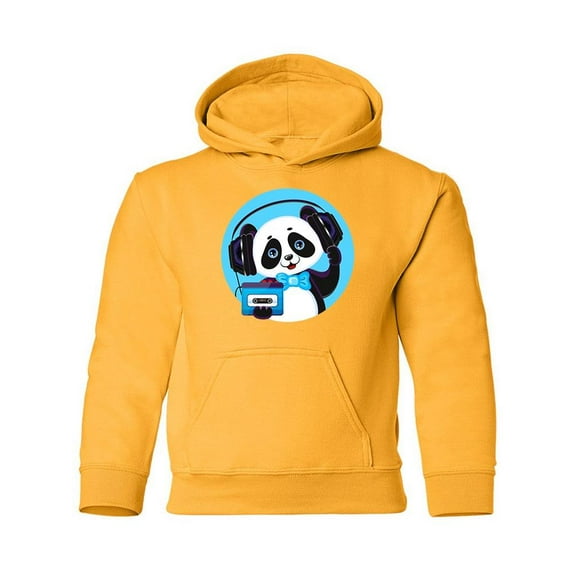 Panda Listening To Music Hoodie Juniors -Image by Shutterstock,  Medium
