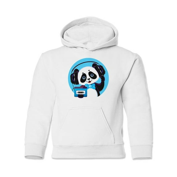 Panda Listening To Music Hoodie Juniors -Image by Shutterstock, x-Large