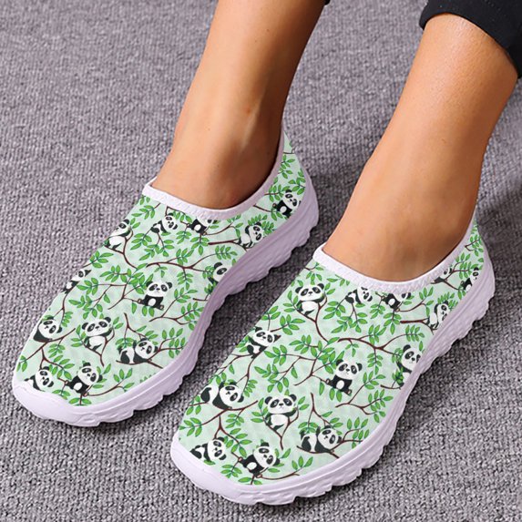 Panda Loafers Cute Cartoon Panda Designer Casual Breathable Mesh Shoes Cartoon Soft Slip On Shoes Flat Mujer