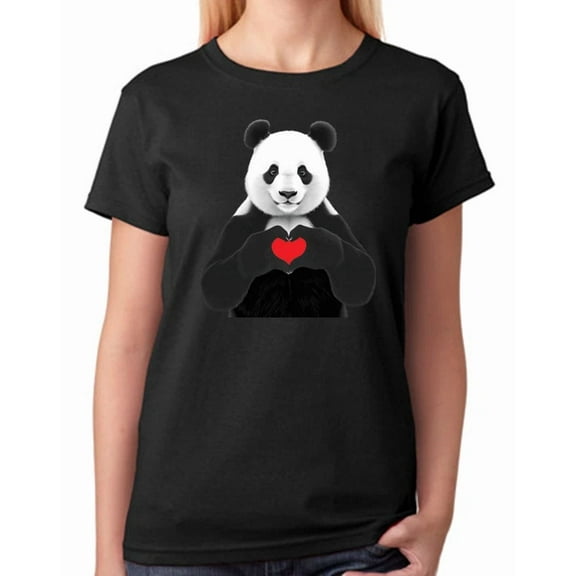 Panda Love Heart Ladies T-Shirt