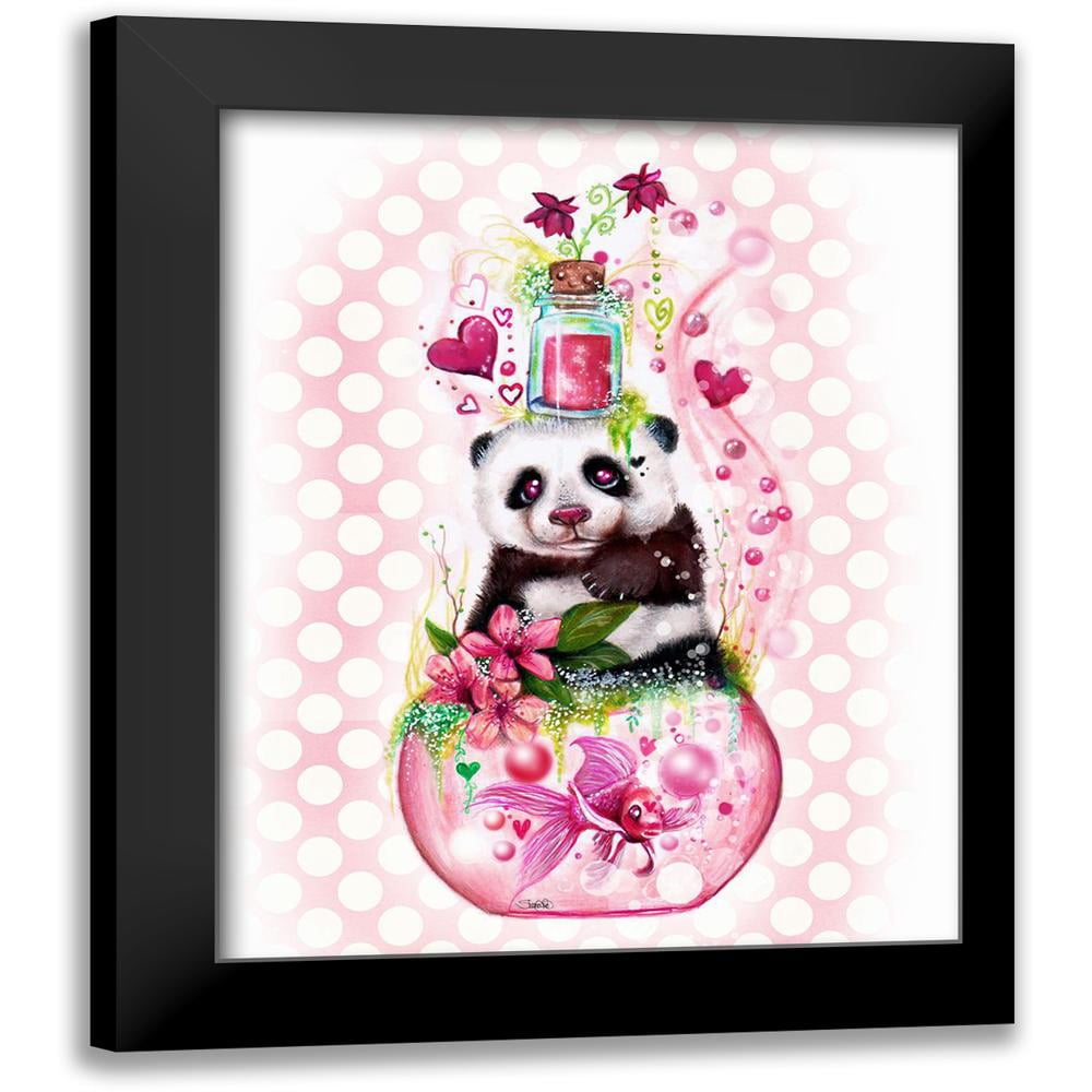 Panda Love Potion - with background 12x14 Black Modern Framed Museum ...