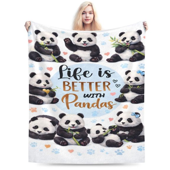 Panda Lover Blanket Gift Cute Panda Pattern Throw Blanket Cozy Soft Animal Home Decor Gift for Panda Lovers 50x40