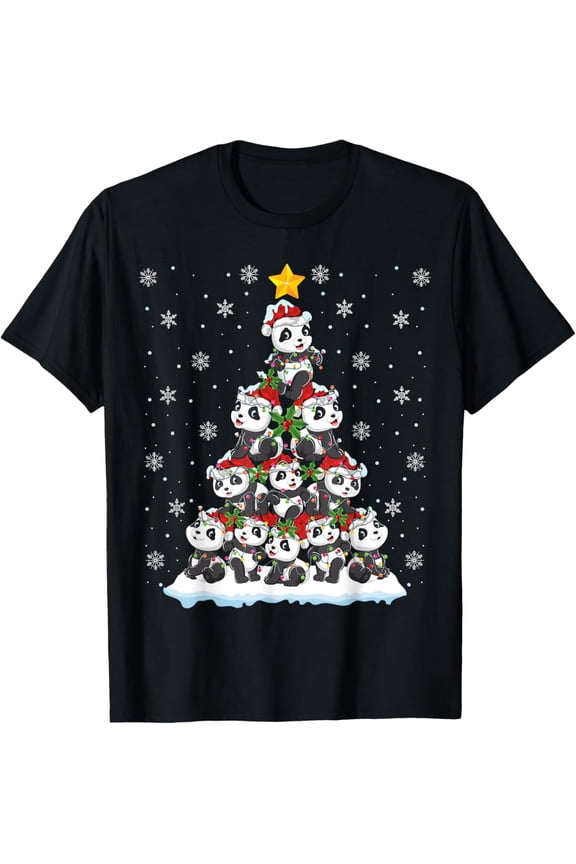 Panda Lover Xmas Gift Panda Christmas Tree T-Shirt