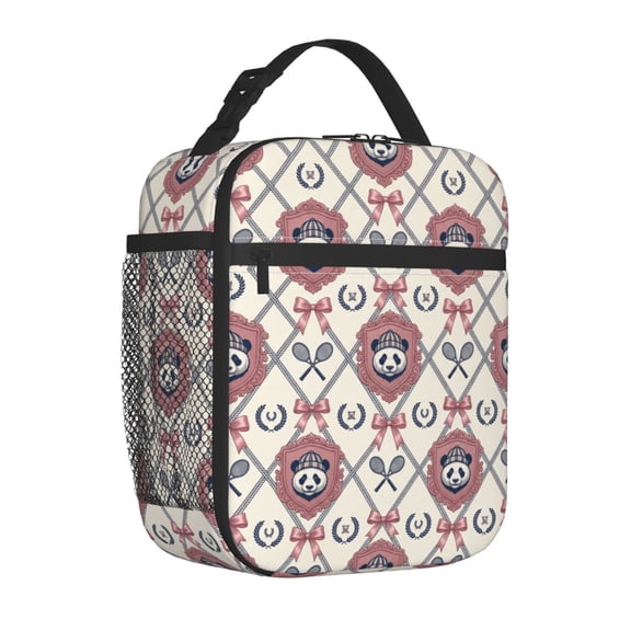 Panda Lunch Box, Adorable Bear Illustration Insulated Carrier, Reusable Premium Thick Thermal Tote, Modern Handheld Food Storage Bag For Adults