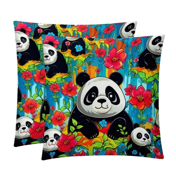 Panda Luxurious Velvet Bed Pillow Inserts with Unique Patterns - Set of 2, 16x16, 18x18, 20x20 Inches - Ideal for Throw Pillow Covers and Home Decor