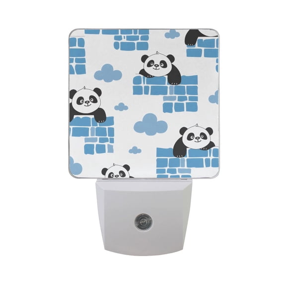 Panda Lying on Wall Night Light 2 Pack LED Nightlight Plug into Wall Dusk to Dawn Sensor Soft White