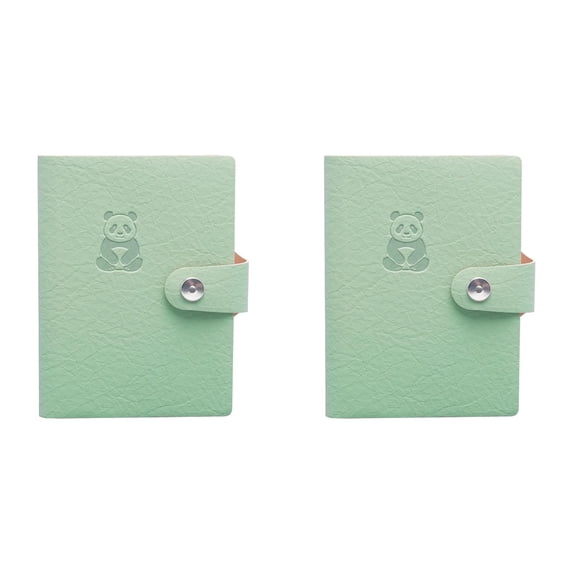 Panda Matcha A7 PU Leather Notebook with Button Closure - Set of 2, Pocket Softcover Journal, Sewn Binding, Lined Pages