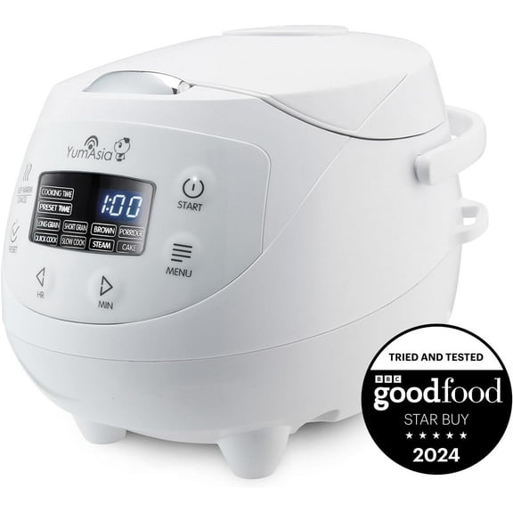 Panda Mini Rice Cooker With Ninja Ceramic Bowl and Advanced Fuzzy Logic (3.5 cup, 0.63 litre) 4 Rice Cooking Functions, 4 Multicooker functions, Digital LED display - 120V