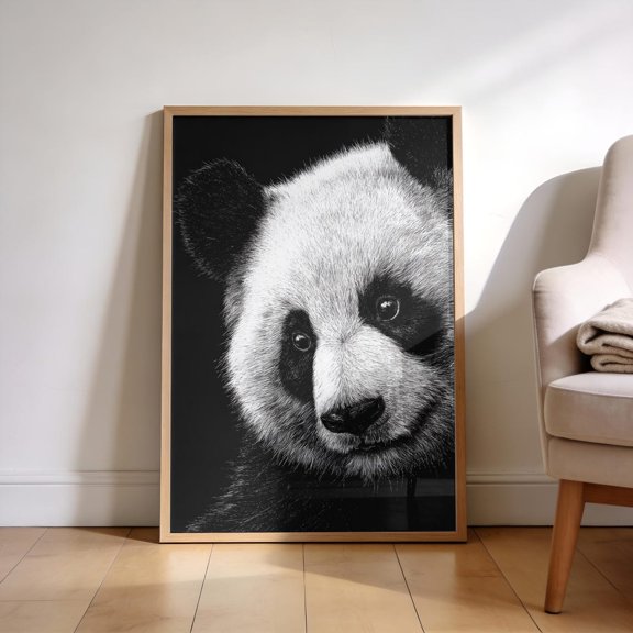 Panda Minimalist Monochrome Animal Decor Poster Unframed Paper Print