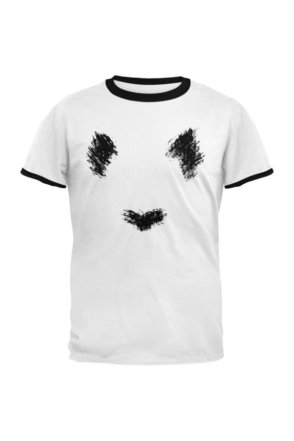Panda Minimalist White-Black Men's Ringer T-Shirt - X-Large
