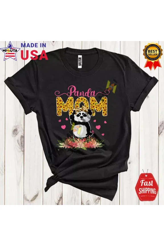 Panda Mom, Awesome Mother'S Day Sunflowers, Matching Family Group Animal T-Shirt Unisex S-5XL Hot Trending Shirt, Vintage Birthday Gift