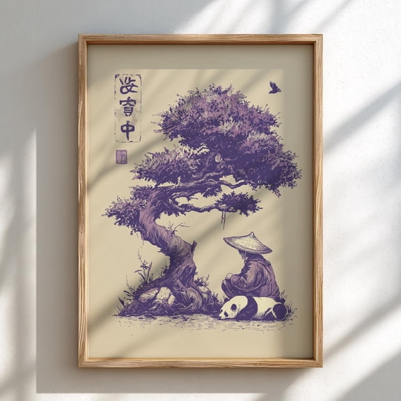 Panda Monk Art Japanese Ink Sketch Zen Home Japanese Portrait Decor Unframed Paper Print