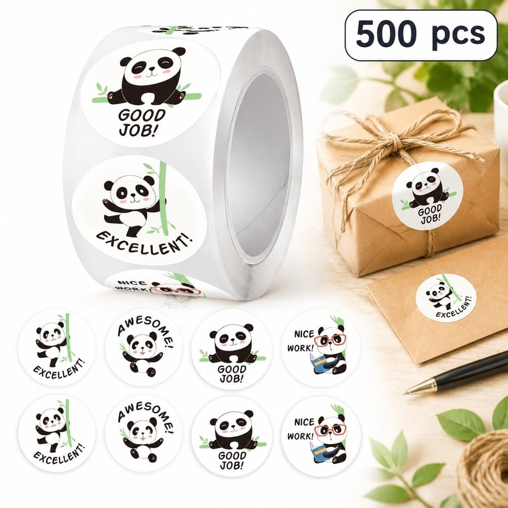 Panda Motivational 1000 Pack Stickers, 1 in Round, 8 Assorted ...