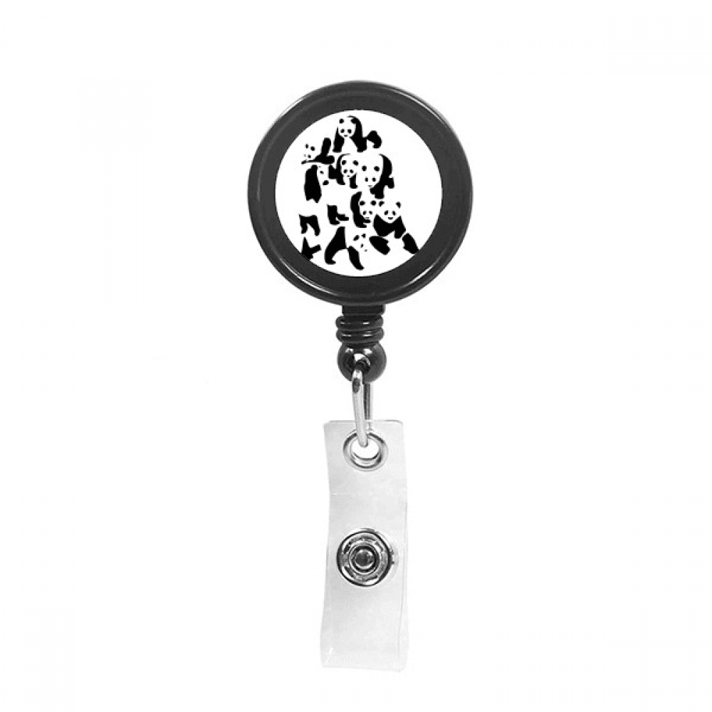 Panda Mountain Cluster Art Deco  Fashion Retractable Keychain Badge Holder ID Badge