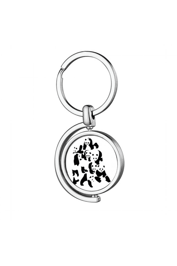 Panda Mountain Cluster Art Deco Fashion Rotating Keychain Metal Keyring Holder