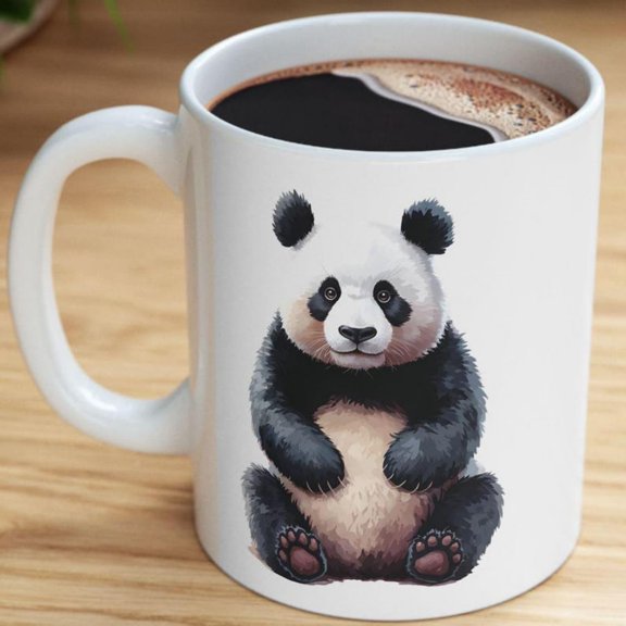 Panda Mug, Giant Panda Watercolor Coffee Cup, Kawa Animal Ceramic