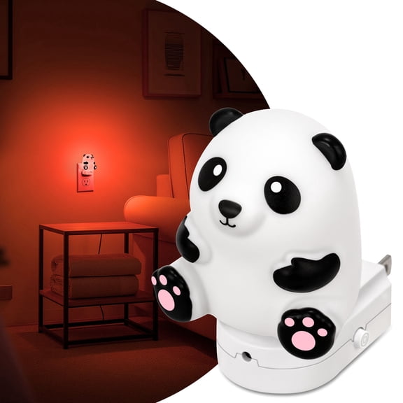 YANSUN 1-Pack 0.5-Watt Plug-in Panda Integrated LED Kids Night Light with Dusk-to-Dawn Sensor, RGB & 3000K Smart Color Changing, for Nursery Bedroom Wall Outlet