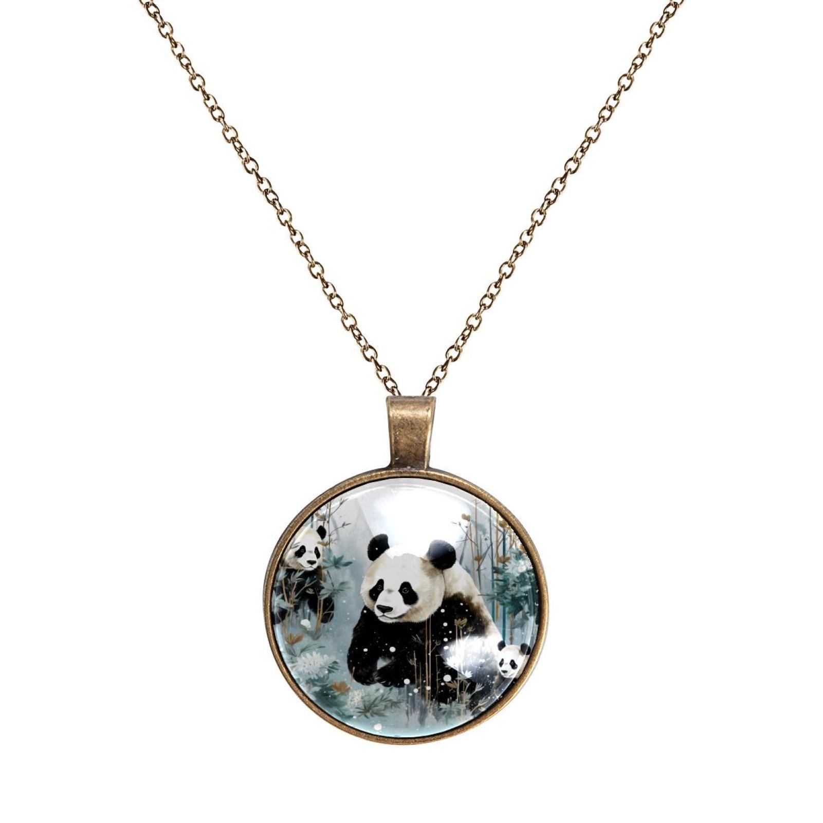 Panda Necklace Personalized Custom Photo Round Pendant Adjustable ...