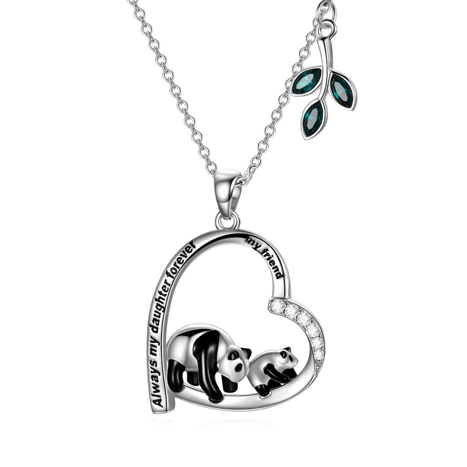 Panda Necklace Sterling Silver Heart Pendant Necklace Always My Sisters Forever My Friends Jewelry Gifts for Her Daughter