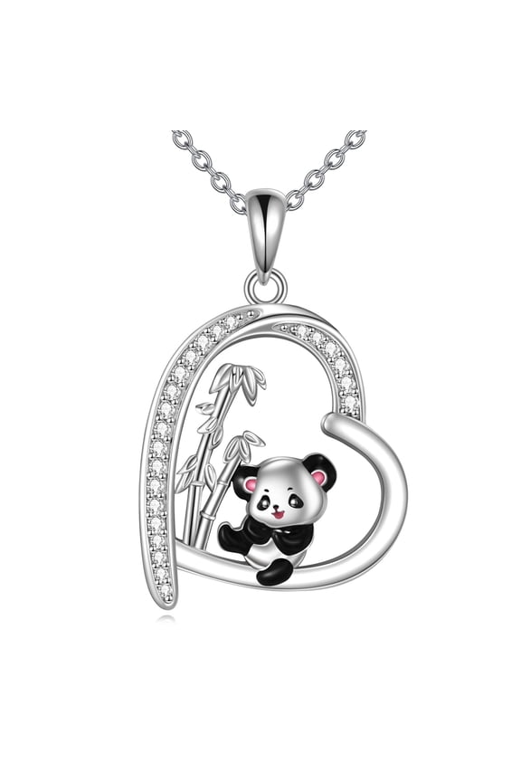 Panda Necklace Sterling Silver Heart Pendants Jewelry Gifts for Women