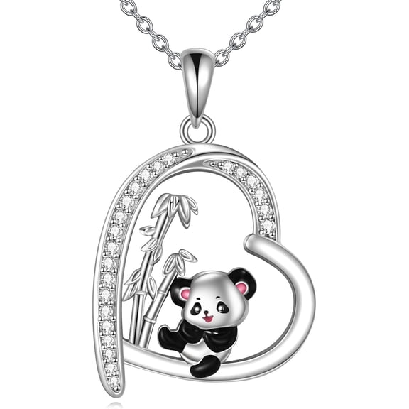 Panda Necklace Sterling Silver Heart Pendants Jewelry Gifts for Women