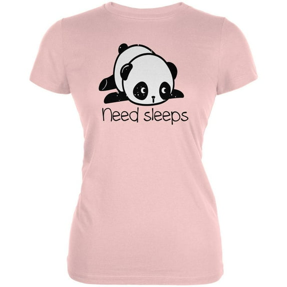 Panda Need Sleep Juniors Soft T Shirt Blush Pink MD