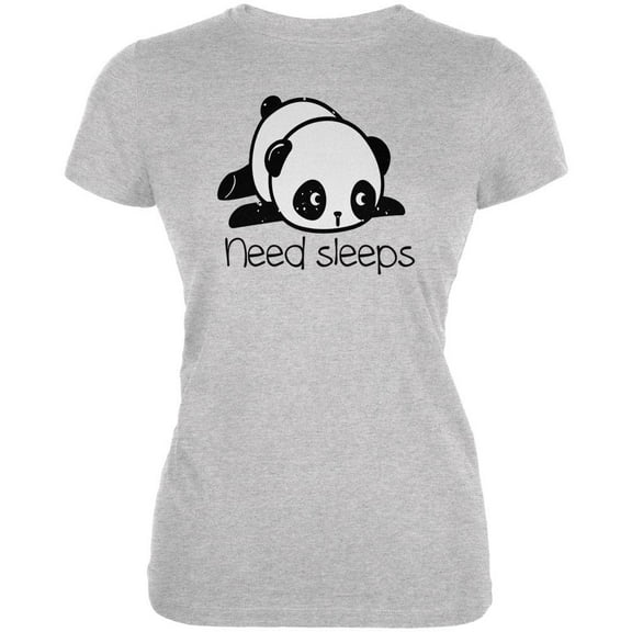 Panda Need Sleep Juniors Soft T Shirt Heather X-LG